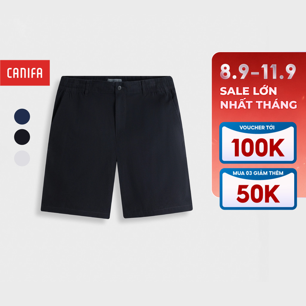 Quần short nam CANIFA chất cotton mềm mát dáng suông basic 8BS26S011