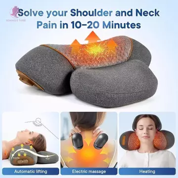 RESOURCE LIMIT Gối mát xa cổ, Massage rung 3 trong 1 Đệm massage cổ tử cung, Massage toàn thân Đèn đỏ Nâng túi khí Gối co giãn cổ có thể điều chỉnh Sử dụng văn phòng
