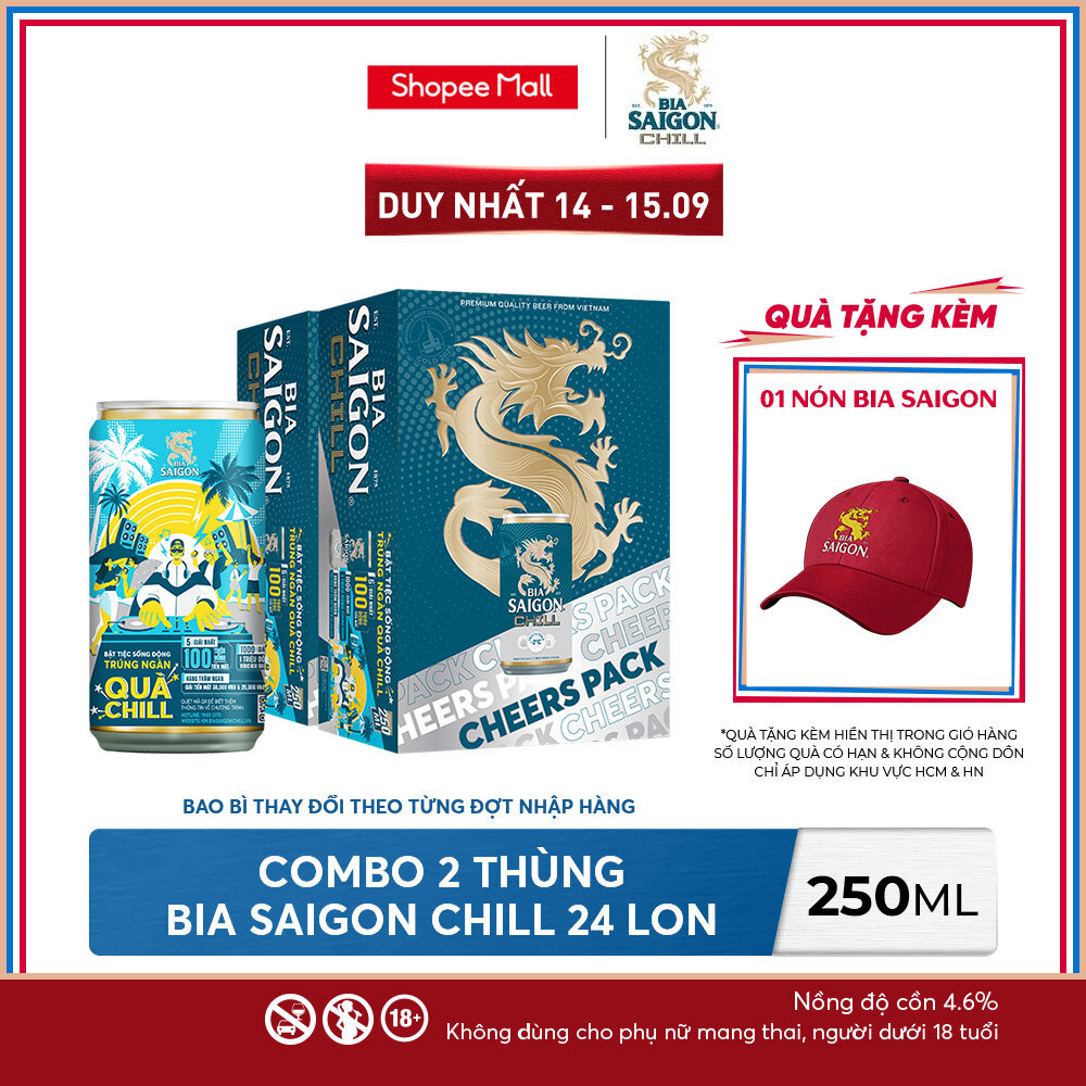 Nồng độ cồn 4.6% - Combo 2 Thùng 24 Bia Saigon Chill 250ml