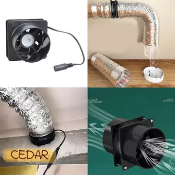 CEDAR Quạt hút ống dẫn, 8cm 12V Quạt ống dẫn, Tốc độ điều chỉnh Quạt hút