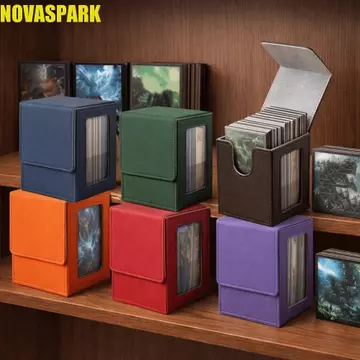 Hộp sưu tập cửa sổ NOVASPARK, Hộp đựng thẻ chống ẩm PU, Hộp đựng son môi có nắp đóng cửa Hộp đựng thẻ trò chơi chống bẩn