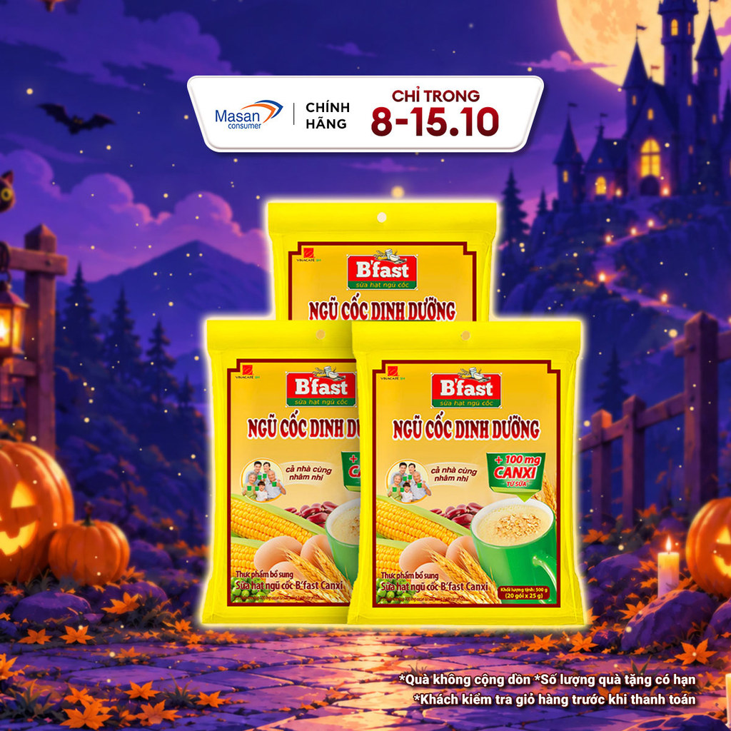 Combo 3 Túi Sữa Hạt Ngũ Cốc B'Fast Canxi - Túi 20 Gói x 25g