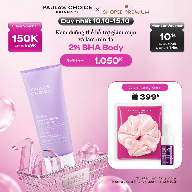 Kem dưỡng thể hỗ trợ giảm mụn và làm mịn da Paula's Choice 2% BHA Body Smoothing Spot Exfoliant - 5701