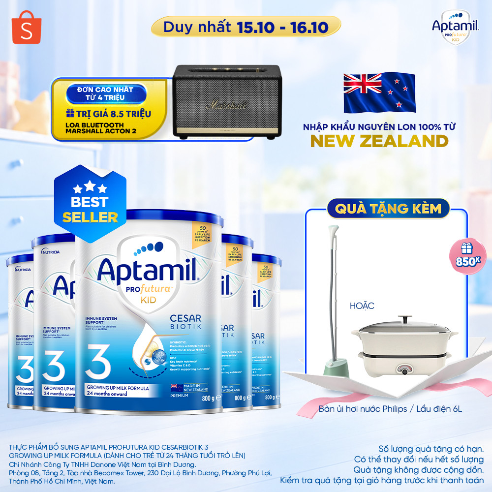 [MUA KÈM DEAL SỐC] CB5 Sữa bột Aptamil Kid Cesarbiotik New Zealand số 3 - Synbiotic đặc chế