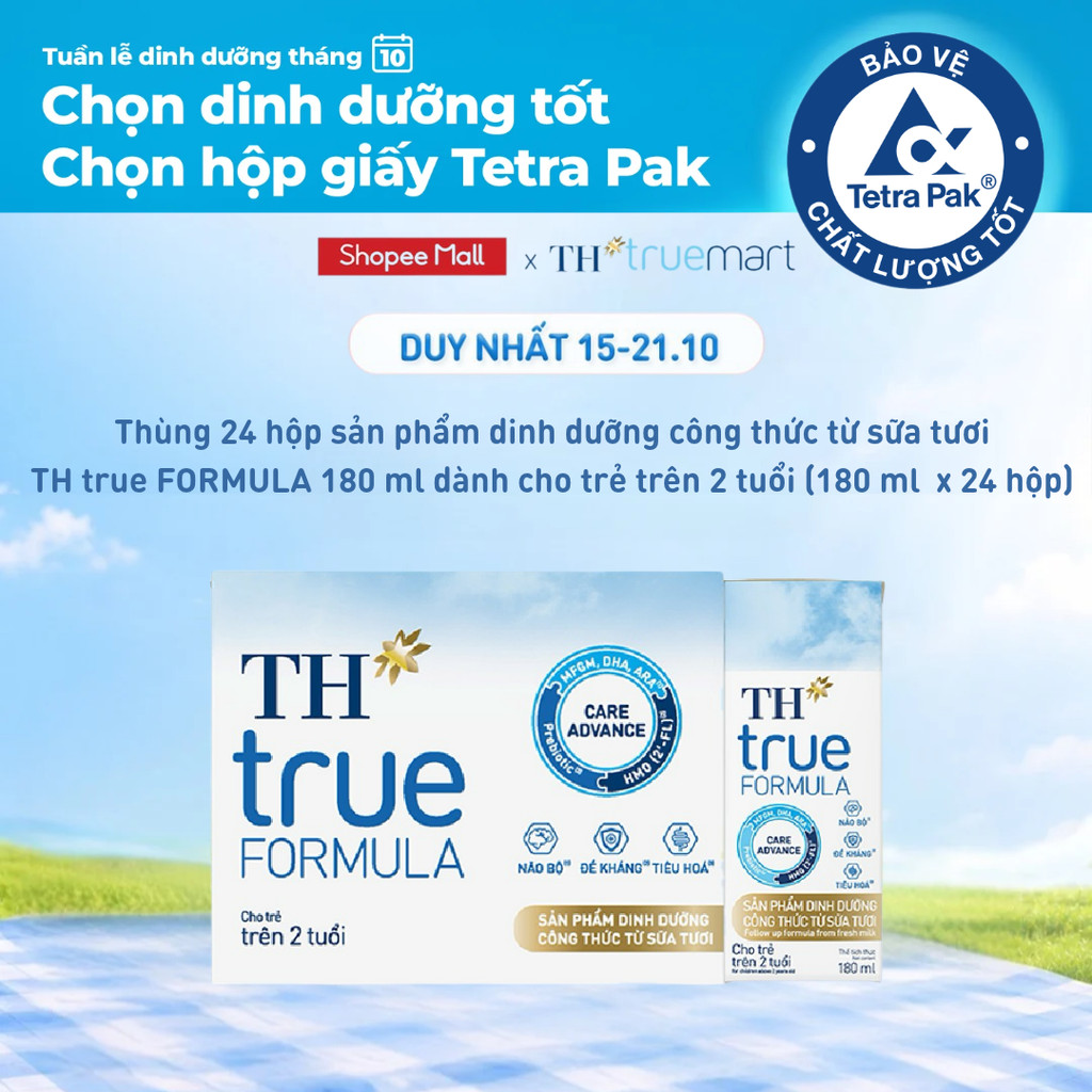 Thùng Sản phẩm Dinh Dưỡng Công Thức TH true FORMULA milk 180ml Dành Cho Trẻ Trên 2 Tuổi (24 Hộp)