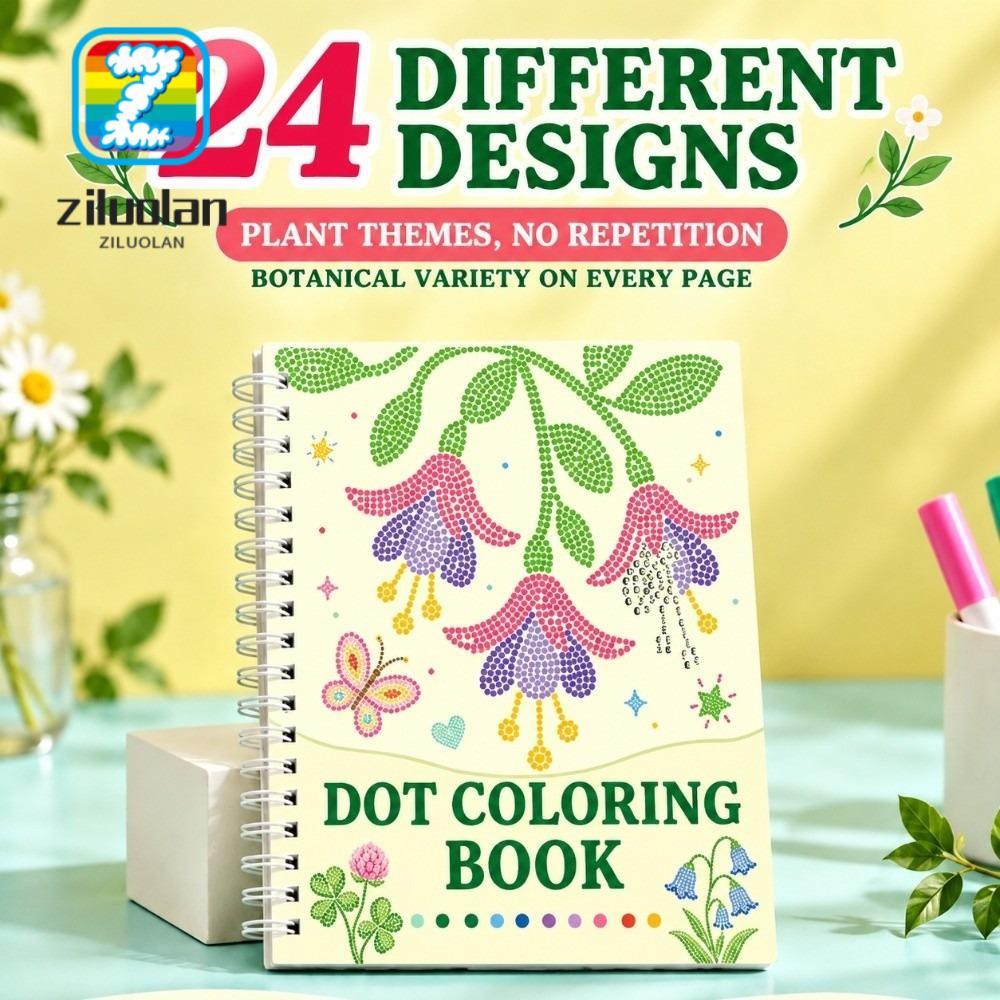 ZILUOLAN 10 Sheets Coloring Book, 24 Unique Patterns Botanical Patterns ...