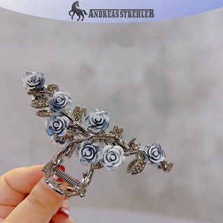Onetimingfine Thời Trang Cô Gái Ngọt Ngào Thẻ Tóc Phụ Kiện Tóc Nữ Mới Hoa Camellia Lấy Kẹp Retro Đuôi Ngựa Bím Cua Kim Loại Lấy Kẹp VN