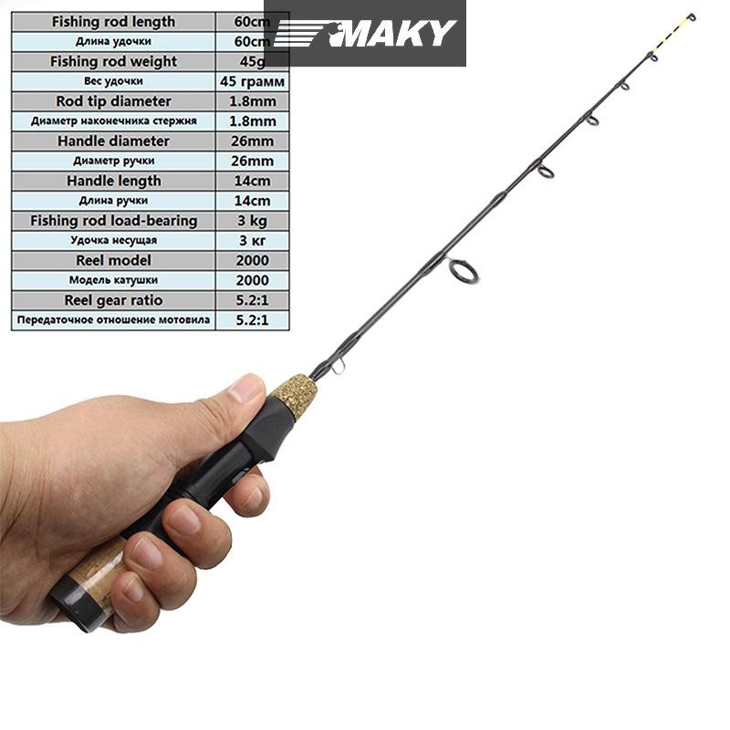 Newwellknownepic 60cm 2 Đầu Cần Mùa Đông Đá Cần Câu Cực Giải Quyết Cột Carbon Đá Cần Câu VN