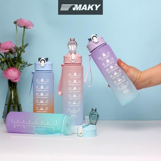 Newwellknownepic 900ML Chai Nước Động Lực Thể Thao Có Dấu Thời Gian Cốc Chống Rò Rỉ Thể Dục BPA Free Di Động Drinkware Cho Ngoài Trời VN