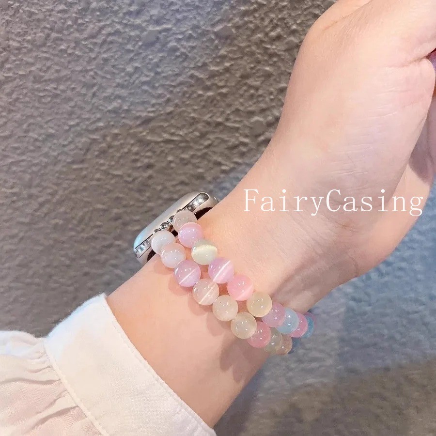 Dây đeo hạt mắt mèo màu kẹo đàn hồi cho Huawei Band 11 Pro 8 9 10 7 6 Vòng đeo tay cho dây đeo đồng hồ Huawei Fit3 / Fit4 4Pro