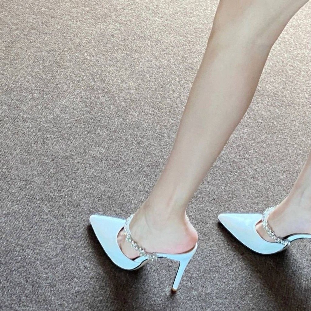 Giày cao gót mũi nhọn rỗng Giày nữ có kim cương giả Dép thanh lịch gợi cảm