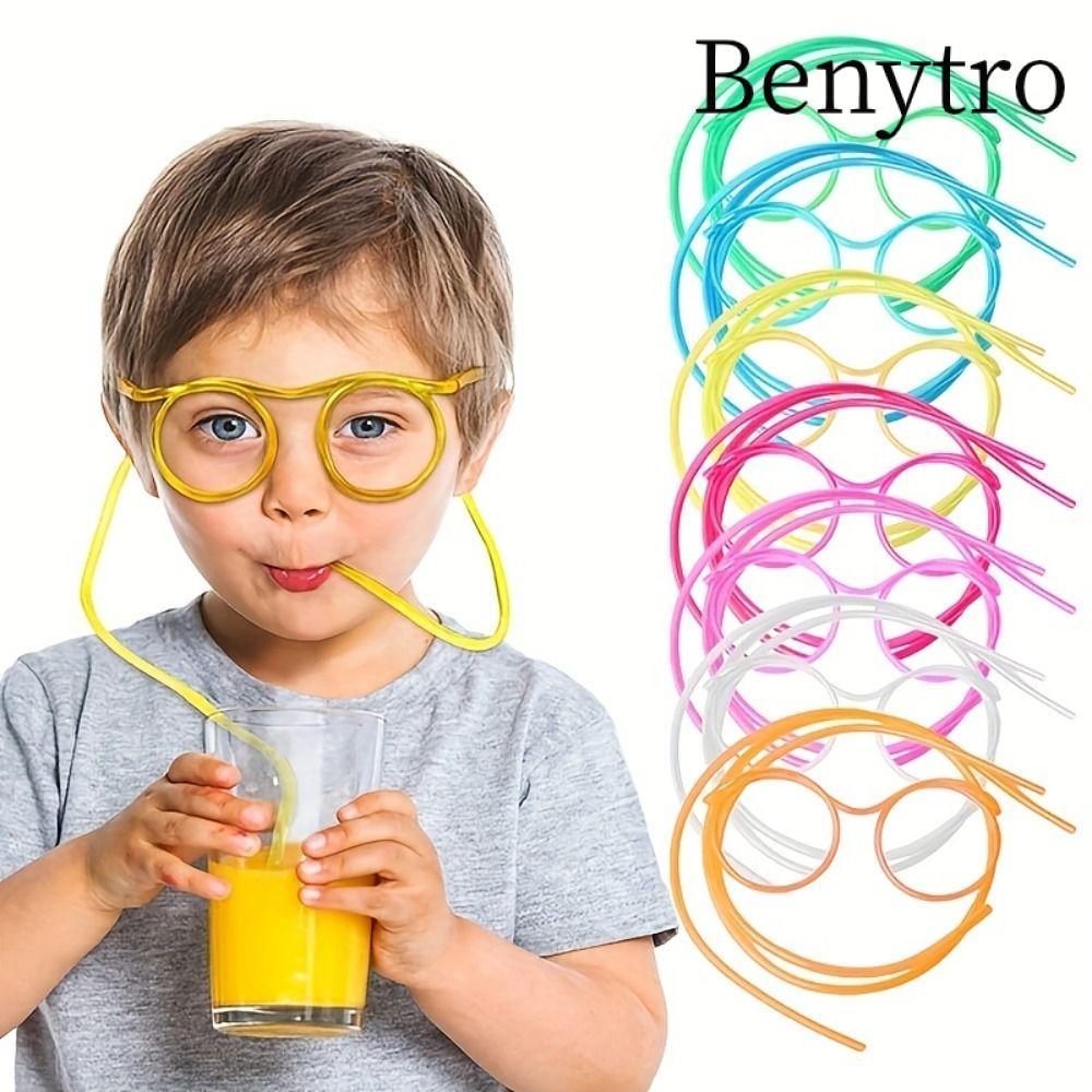 Benytro Kính mắt uống nước ống hút BENYTRO, Ống hút tuần hoàn linh hoạt PVC, Ống hút vòng lặp đầy màu sắc có thể uốn cong điên cuồng dành cho trẻ em