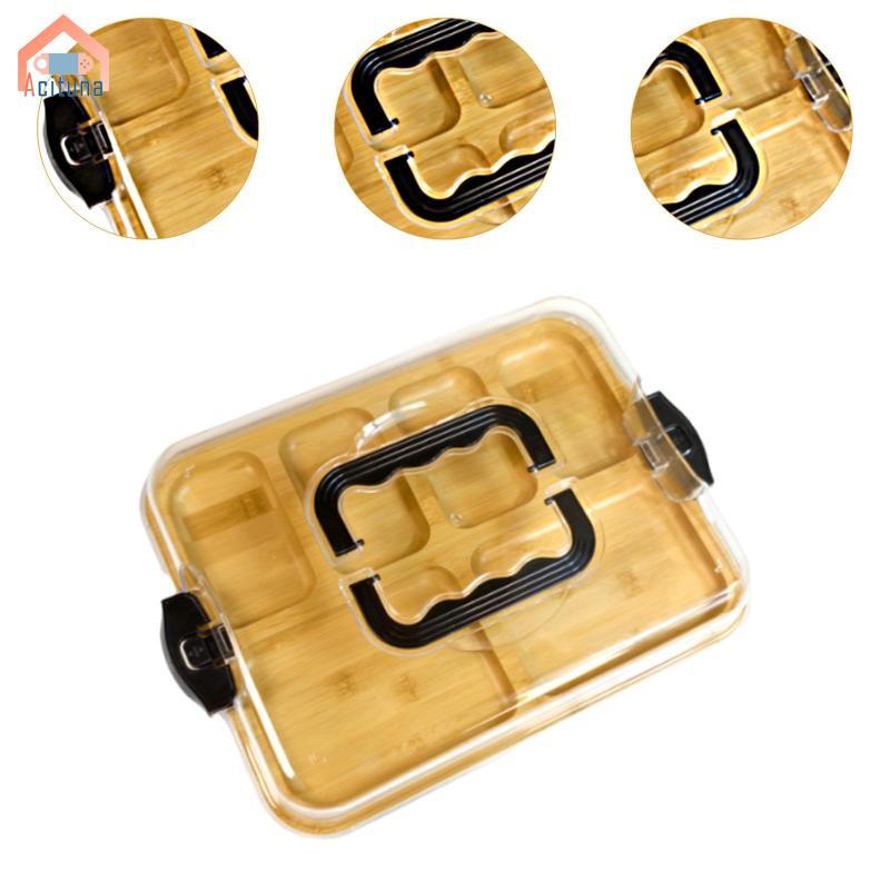 Tre Phô Mai Ban Ngăn Đựng Đồ Ăn Nhẹ Có Thể Tái Sử Dụng Nắp Tre Hộp Dã Ngoại Tre Khay Cho Tiệc Sinh Nhật