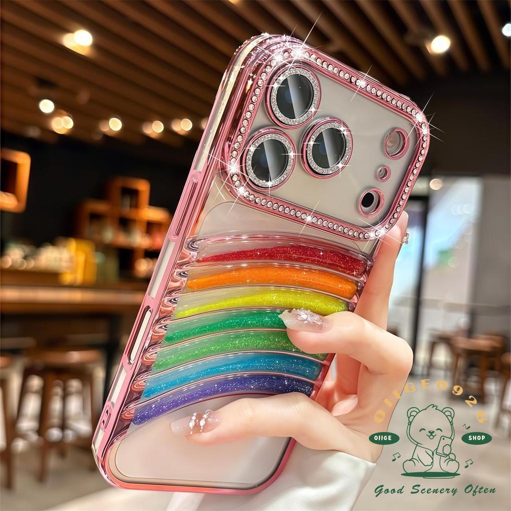 【 Ốp lưng iPhone17 】 Vỏ điện thoại cầu vồng cát lún kim cương iphone17 Pro Max 16 15 14 13 cho vỏ iPhone Vỏ mềm silicon TPU chống sốc
