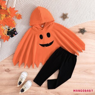 MG-Toddler Bé Gái Bé Trai Mùa Thu Trang Phục Ma Mỉm Cười In Hình Áo Khoác Và Quần Dài 2 Bộ Quần Áo Halloween