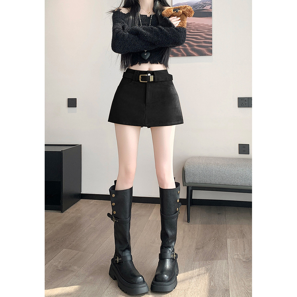 SUXI Váy chữ A xẻ eo cao cổ điển dành cho nữ mùa thu mới 251022