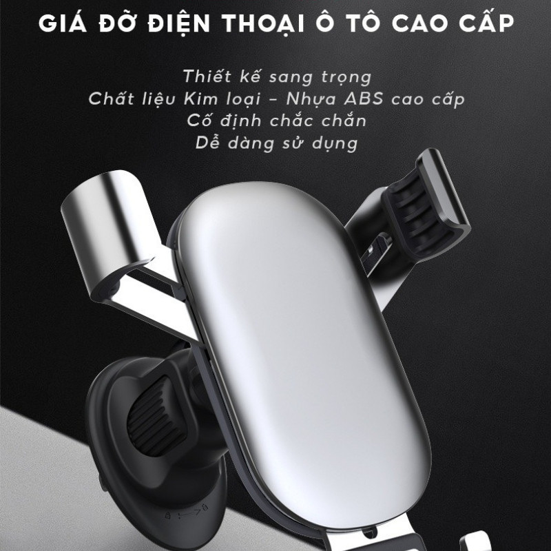 Giá đỡ điện thoại ô tô, Kẹp cửa gió, Gọng kim loại, siêu bền, điều chỉnh linh hoạt, độ bền cao