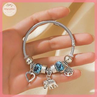 Vòng tay nữ cổ voi hình trái tim quyến rũ với hạt thủy tinh, dễ điều chỉnh - DIY trang sức đẹp mắt