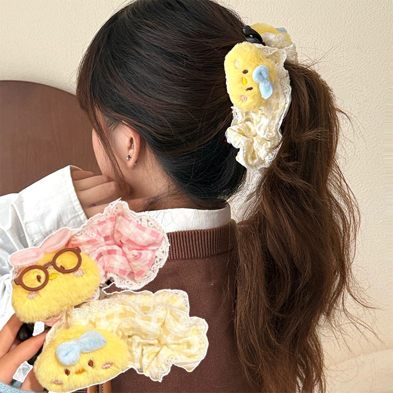 Kẹp tóc hình cá mập dễ thương với thiết kế gà con chuối ngọt cho đuôi ngựa