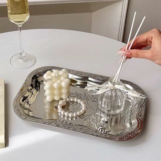 Khay ăn hoa JKDESIGN, Pallet làm mới hình chữ nhật cổ điển kiểu Pháp, Đĩa bánh inox Nhà hàng lưu trữ thương mại
