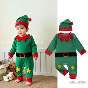 Bé Trai Bé Gái Giáng Sinh Yêu Tinh Trang Phục Ngôi Sao Tương Phản Lông Cừu Dài Tay Áo Liền Quần Và Mũ