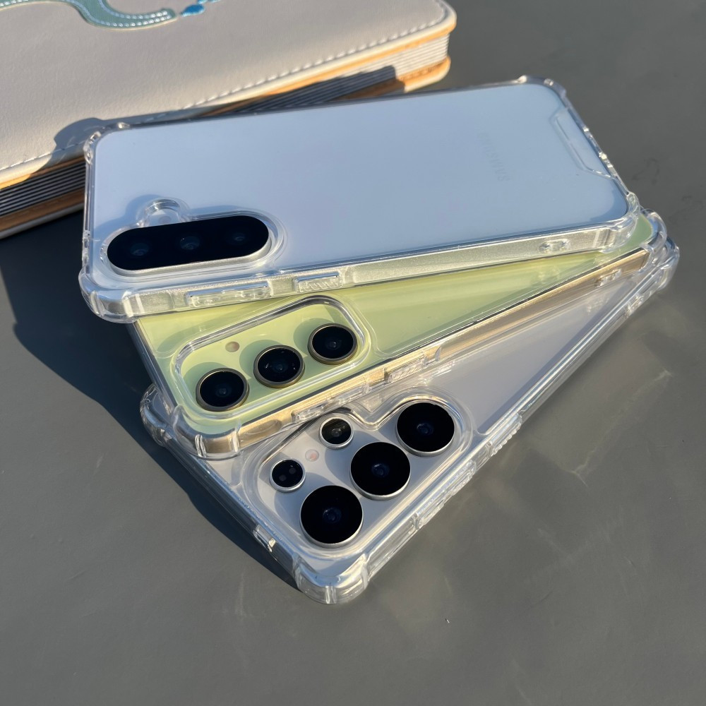 Ốp Điện Thoại Cứng Acrylic Trong Suốt Cho Samsung S25 S24 S23 S22 S21 S20 Ultra Plus FE S9 S10 NOTE 10 Plus 8 A30 A20 A30S A70 A71 A72 A42 A21S 20U Vỏ Trong Suốt Bảo Vệ Túi Khí