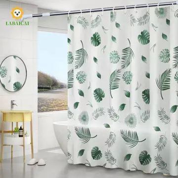 Rèm phòng tắm LABAICAI, có móc rèm tắm chống thấm nước, rèm bồn tắm Tấm che phủ dày hơn họa tiết cây xanh Rèm ngăn trang trí nhà cửa