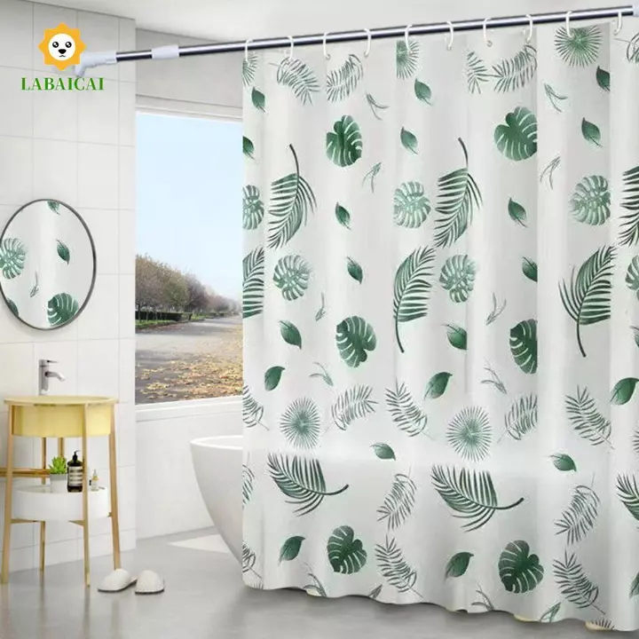Rèm phòng tắm LABAICAI, có móc rèm tắm chống thấm nước, rèm bồn tắm Tấm che phủ dày hơn họa tiết cây xanh Rèm ngăn trang trí nhà cửa