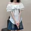 Áo sơ mi ngắn tay xù một vai kiểu Pháp mùa hè dành cho nữ Tính khí Thiết kế eo hẹp Cảm giác