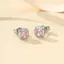 Bông tai đính đá Cubic Zirconia màu hồng thanh lịch với thiết kế hào quang kim cương lấp lánh dành cho nữ