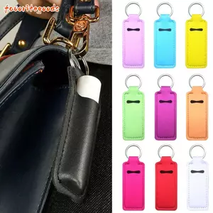 FAVORITEGOODS Son Môi Móc Khóa Túi, Nhiều Màu Hình Chữ Nhật Son Môi Túi Móc Khóa, Di Động Neoprene Chapstick Túi Son Môi