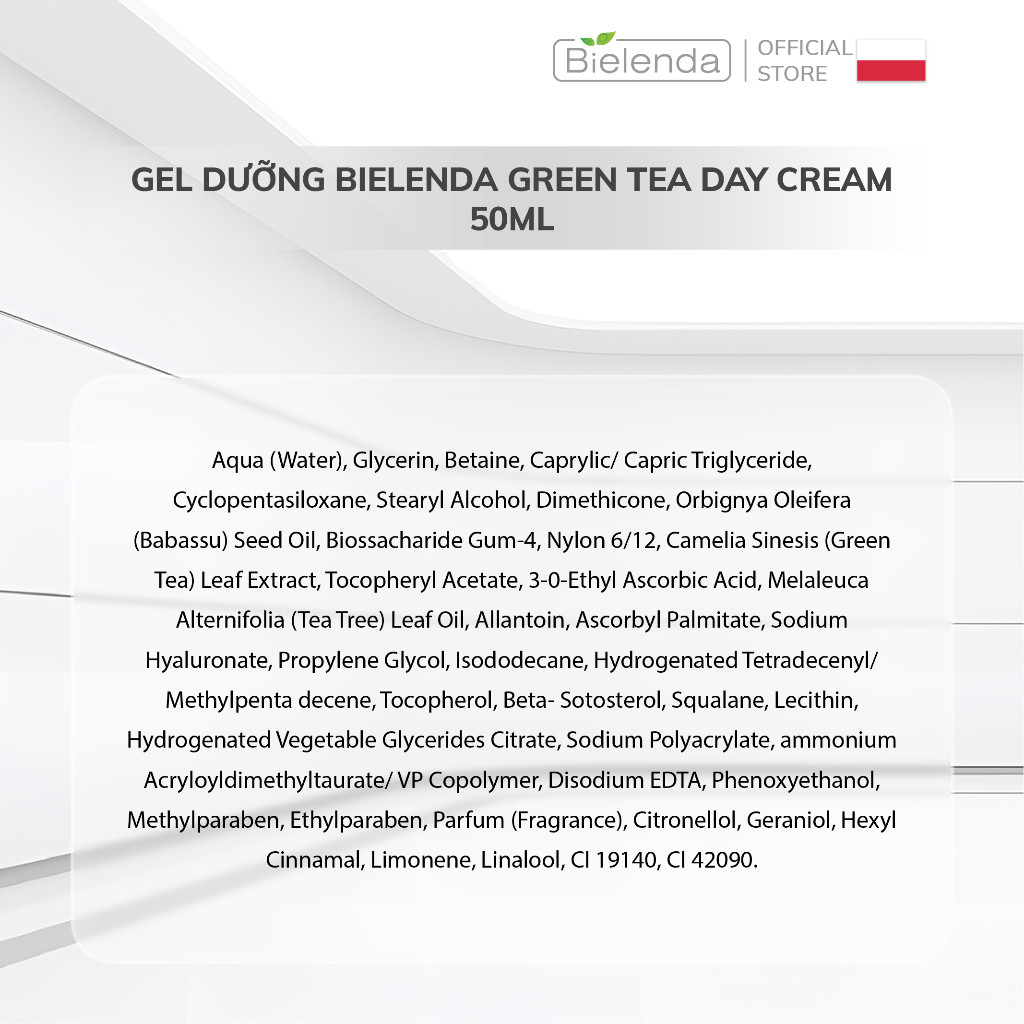 Gel dưỡng Bielenda Green Tea Day Cream cho da dầu mụn 50ml