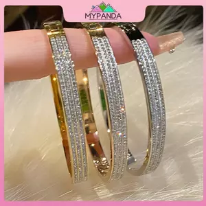 MYPANDA Ánh Sáng Thời Trang Sang Trọng Tính Khí Vòng Tay Zircon Ba Lớp Mở Lắc Tay Cho Nữ Trang Sức Dự Tiệc Phụ Kiện Quà Tặng.