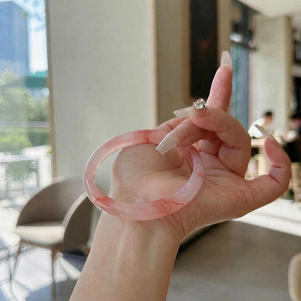 [𝐒𝐀𝐋𝐄 ] Vòng Tay Giả Ngọc Hồng Vân Bản Tròn – Phụ Kiện Nữ Phong Cách Hàn Quốc 𝐊𝐈𝐌 𝐓𝐇À𝐍𝐇 𝐁Ả𝐎