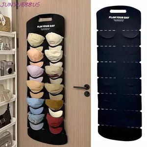 Túi treo lưu trữ mũ bóng chày JUNYUE88US, Giá trưng bày mũ 6 / 12 túi nỉ, Trang trí nhà cửa có thể gập lại treo tường tiết kiệm không gian Mũ bảo quản phòng ngủ