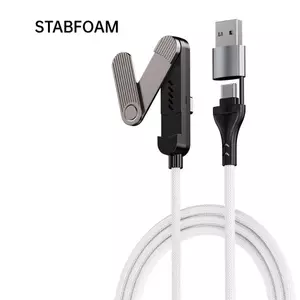 Cáp USB C STABFOAM 65W, Cáp dữ liệu sạc 3 trong 1 thiết kế có thể gập lại, Cáp sạc nhanh PD sạc nhanh nguồn 65W Hỗ trợ điện thoại