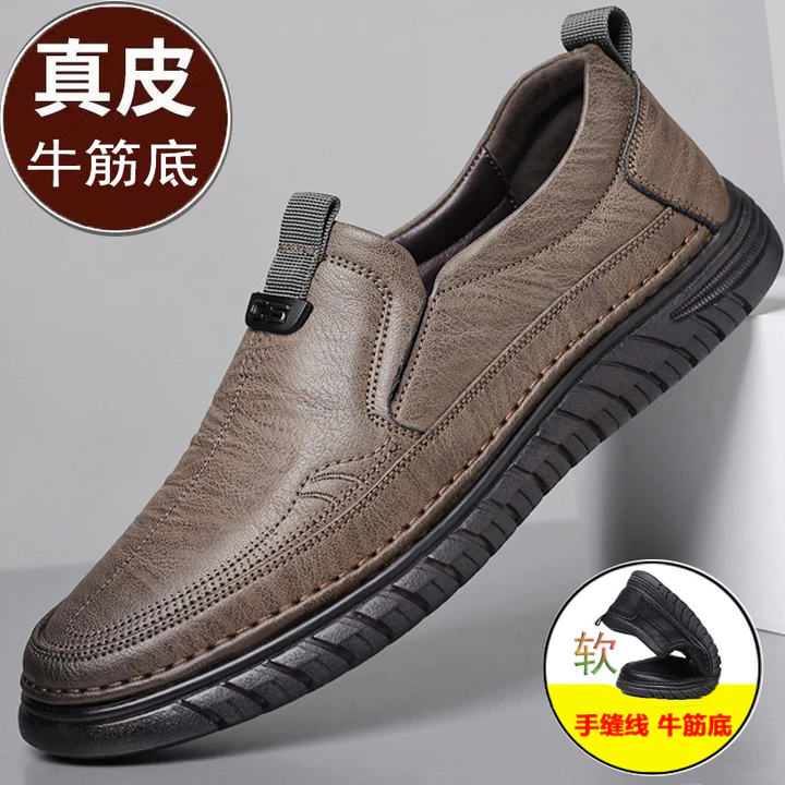 Giày Da Nam Mùa Xuân Mới Giày Da Thật Da Nam Giày Da Mềm Da Bò Thoáng Khí Nam Công Sở Đậu Hà Lan