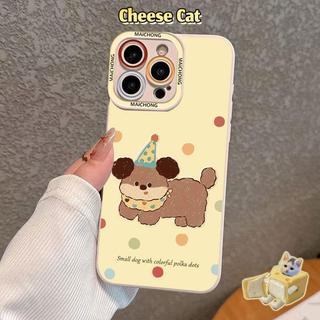 Ốp điện thoại hình chú chó con dễ thương chấm đầy màu sắc có dây buộc cho iPhone 13 14 11 12 15 16 17 Pro Max XR 7Plus
