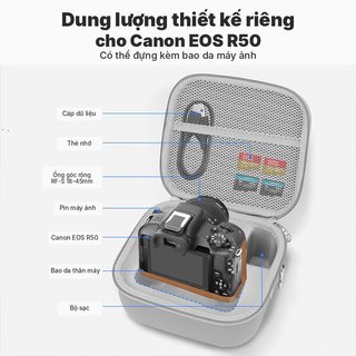 Túi Đựng Máy Ảnh Canon R50 PU Chống Sốc Chống Nước Túi Đeo Chéo Bảo Vệ Ống Kính