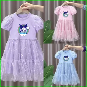 HT3 Kuromi in hoạt hình mùa hè phong cách mới váy công chúa phồng tay lưới váy bé gái TH3