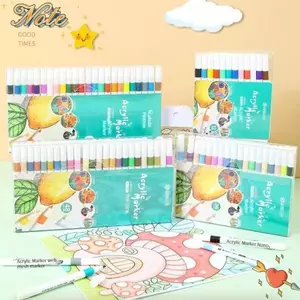 NOTE1 Bút đánh dấu Acrylic, Đồ dùng học tập 12-48 màu Bút Graffiti cho trẻ em, Màu có thể xếp chồng lên nhau không phải là Bàn chải vẽ tranh giấy trong suốt