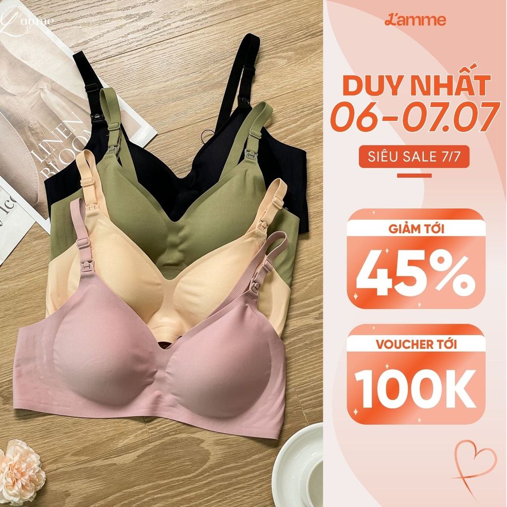 Áo ngực bầu và cho con bú chống chảy xệ không gọng, dây treo hỗ trợ nâng ngực, áo lót A25 L'amme