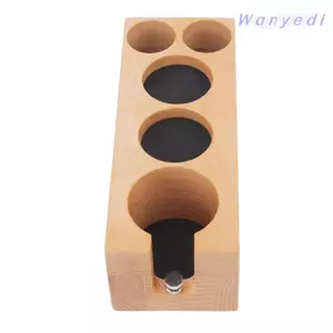 WANYEDI Giá đỡ cà phê bằng gỗ, Trạm Tamping cà phê thiết kế chống trượt 5 lỗ, Chất liệu gỗ bền nhỏ gọn kèm thảm Giá đỡ thảm Tamper sử dụng tại nhà