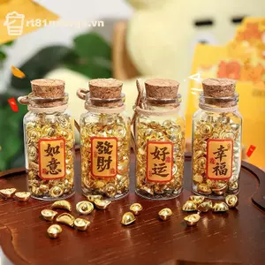 GE Luy Gold Thỏi Chúc Mặt Dây Chuyền Chai, Thỏi Vàng, Hạt Dưa, Đậu Phộng, Mini Vàng Đậu Chúc Bình Trang Trí VN