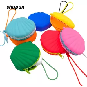 Túi đựng tai nghe SHUPUN, Ví đựng tiền xu hình vỏ di động, Dây kéo silicon Túi lưu trữ vật phẩm nhỏ dành cho nữ