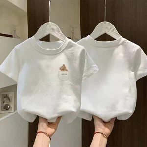 Áo thun ngắn tay bé trai Mùa hè phiên bản Hàn Quốc đẹp trai Cotton nguyên chất nửa tay 2026 Trẻ em mặc mùa hè Puffer Đẹp trai Top Hợp thời trang T HKRP