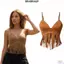 Áo crop top nữ BRABRARAA, Áo Vest giả da lộn cổ chữ V, Dây đeo Spaghetti cổ điển kiểu bò cạp tua rua tỉa Hippie Crop Top dành cho nữ