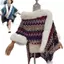 JVSUB Trẻ Em Áo Poncho Mông Cổ, Áo Len Giả Cổ Áo Cardigan Tua Rua Khăn Choàng, Len Nhân Tạo Thời Trang Phong Cách Dân Tộc Mùa Đông Ấm Áp Mũ Dệt Kim Cho Trẻ Em