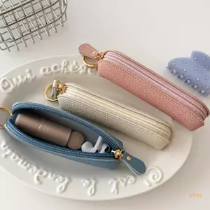 Ở lại Mini Ví Đựng Tiền Xu Móc Khóa Nhỏ Thay Đổi Ví Túi Quyến Rũ Da Đồng Xu Túi Có Dây Kéo Móc Khóa Cho Nữ