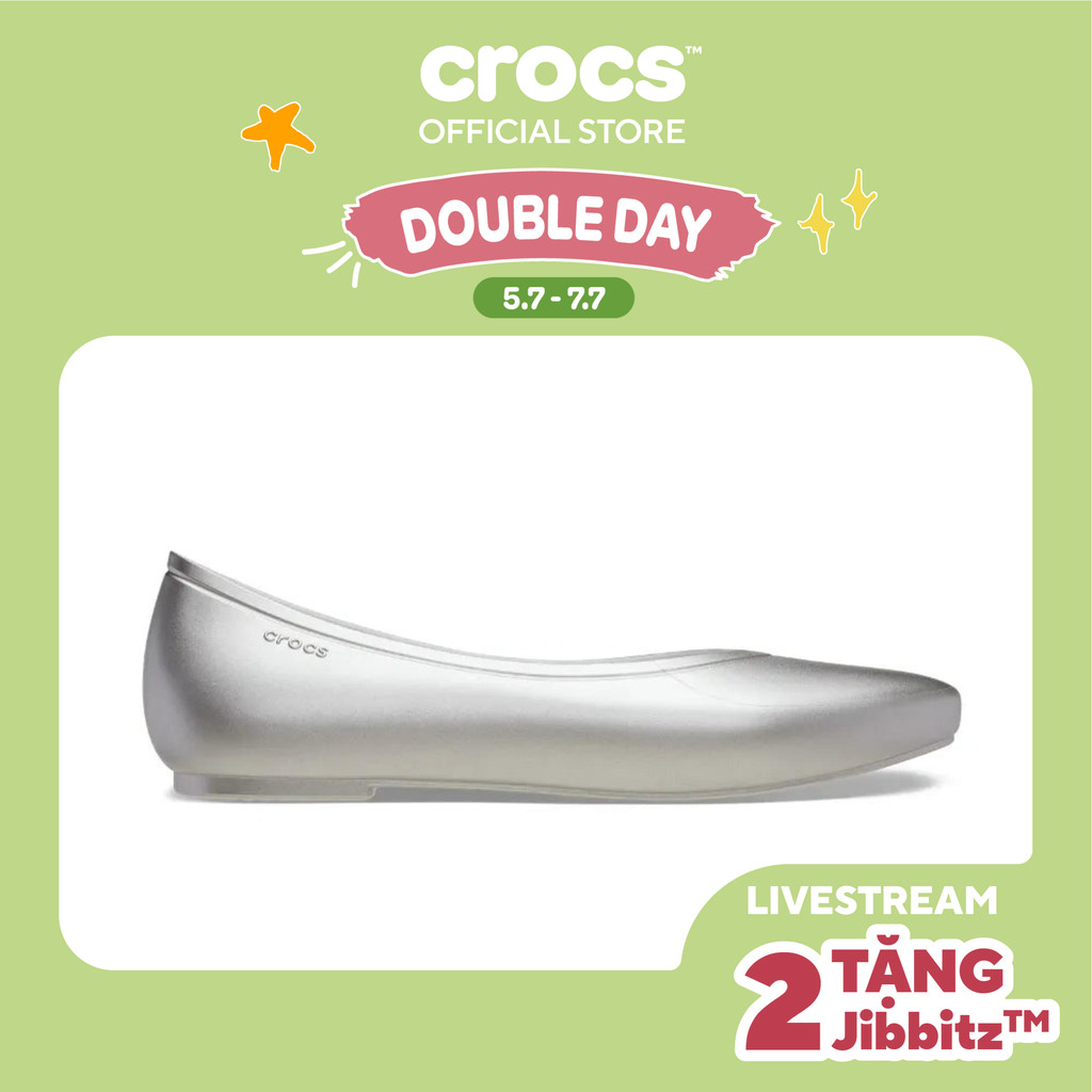 Giày Đế Bệt Nữ Crocs Brooklyn Metallic Pointed - Silver - 210498-040 ...
